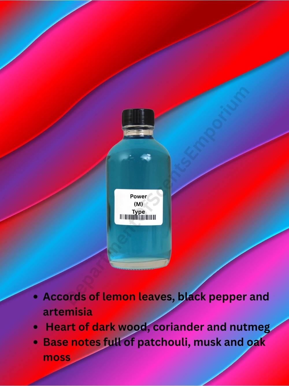 Power (M) Uncut Long Lasting Fragrance Oil 4 Oz Glass Bottle